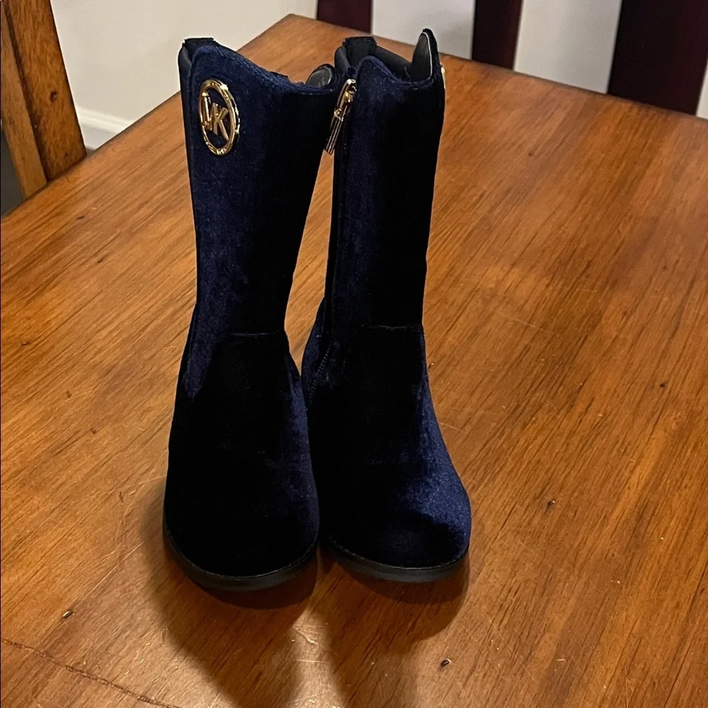 Michael Kors Emma Lily velour Boots new navy blue Girls Toddlers Size 7